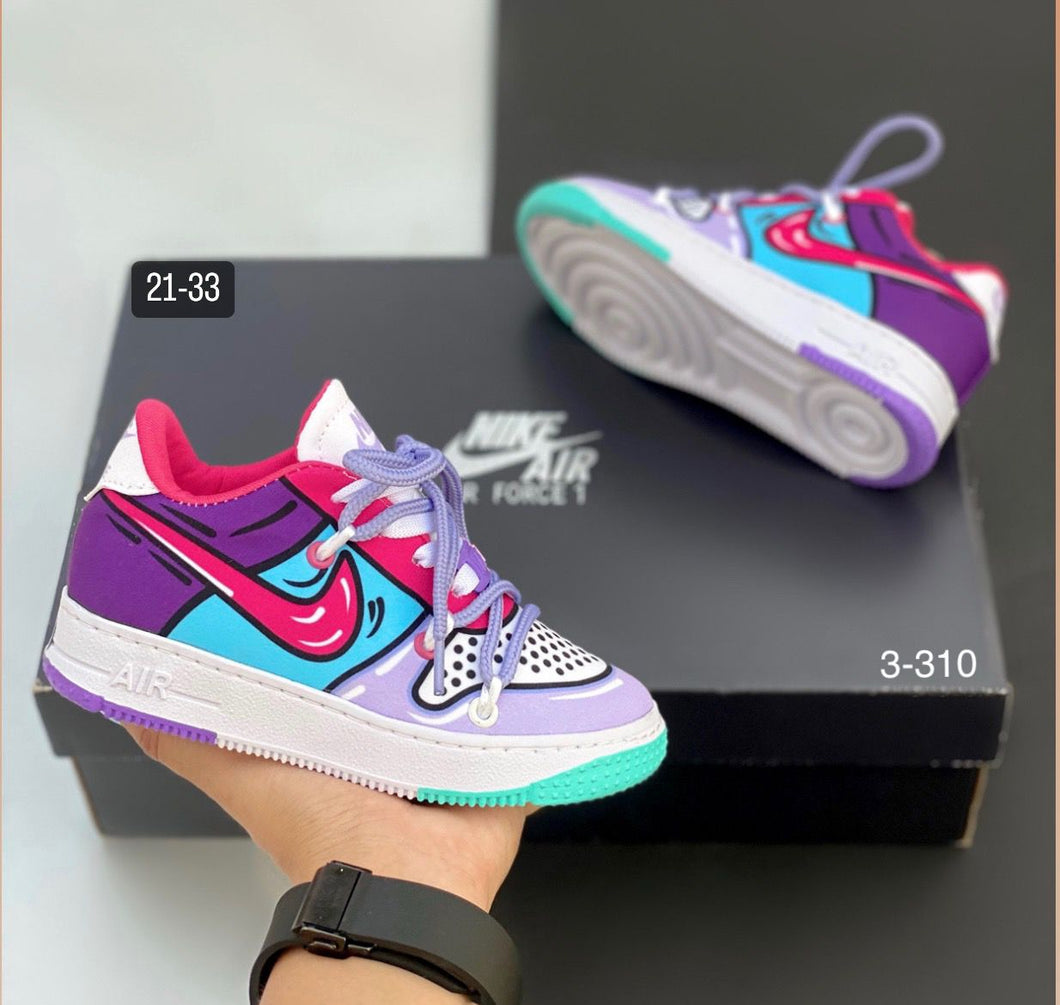 TENIS NIÑO AF1 OFFWHITE MORADO LILA